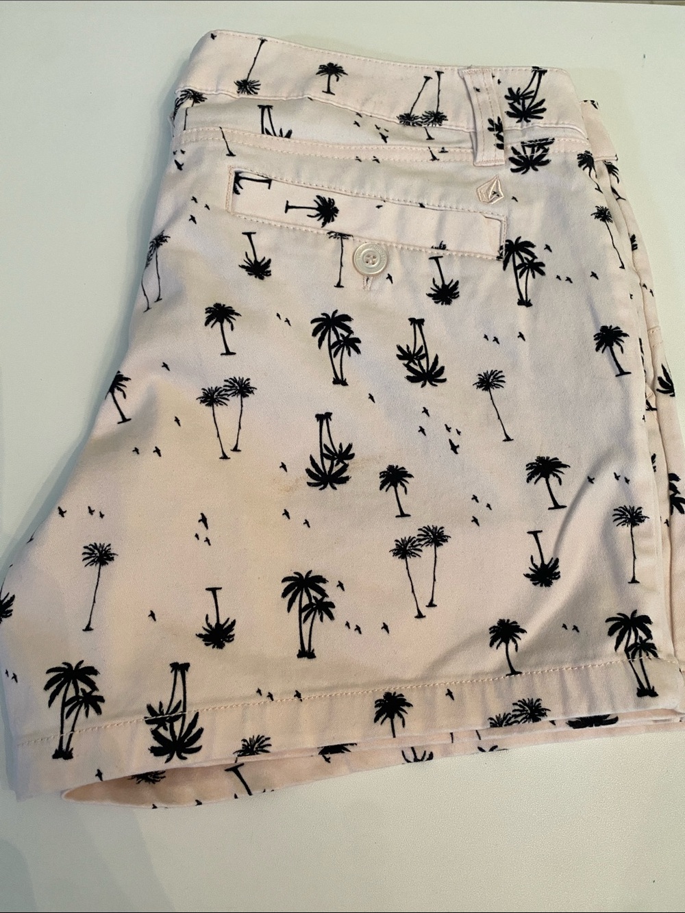 Volcom Girls Light Pink Palm-Print Shorts